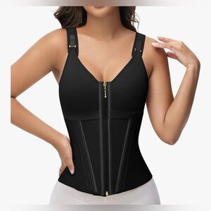 Women’s Black Front-Zip Shapewear Waist Trainer, SHAPSHE new , size medium